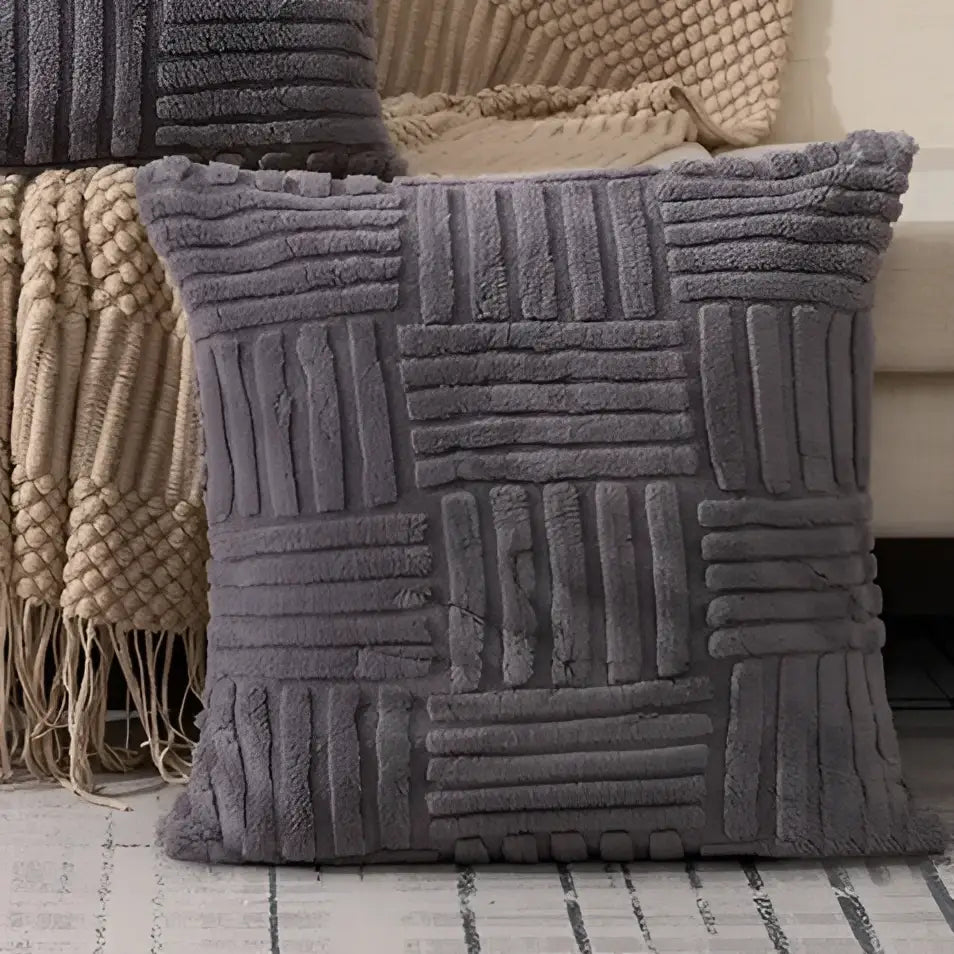Cream Woven Geometric Cushion