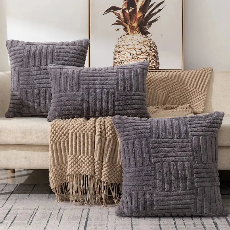 Cream Woven Geometric Cushion
