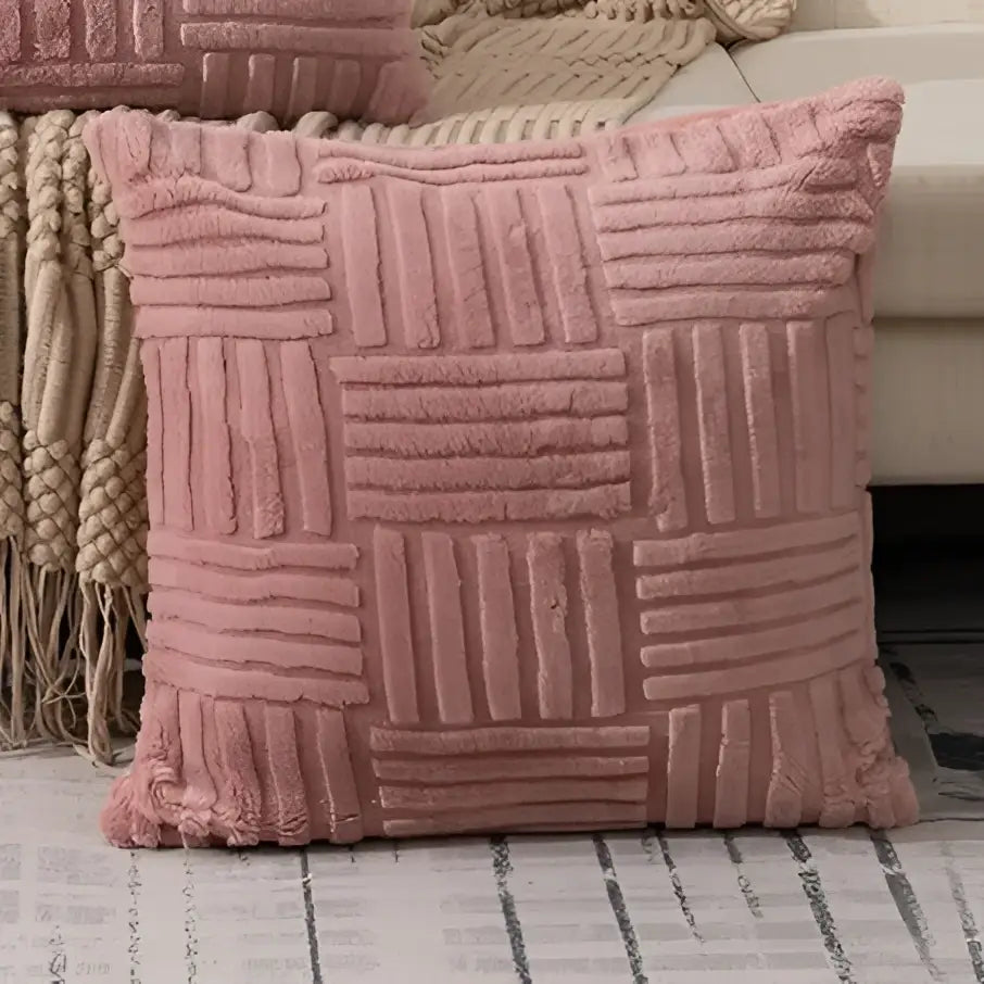 Cream Woven Geometric Cushion