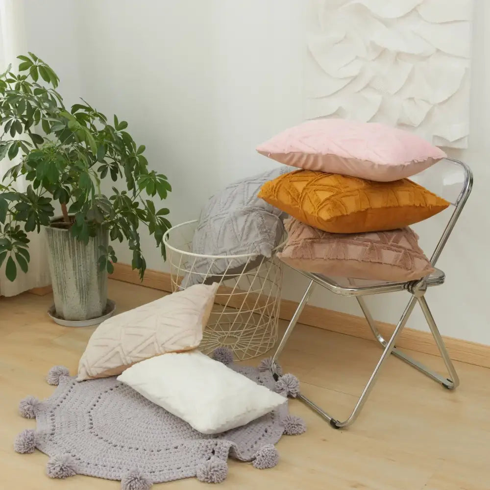 Geometric Embroidery Cushion Cover