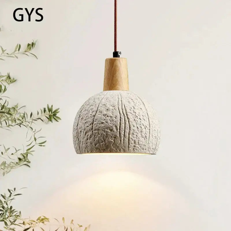 Gray Cement Wood Pendant Lamp