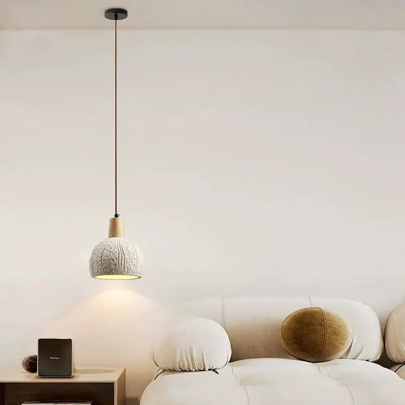 Gray Cement Wood Pendant Lamp