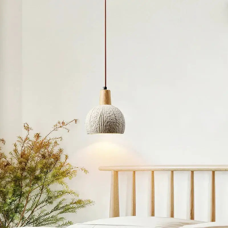 Gray Cement Wood Pendant Lamp