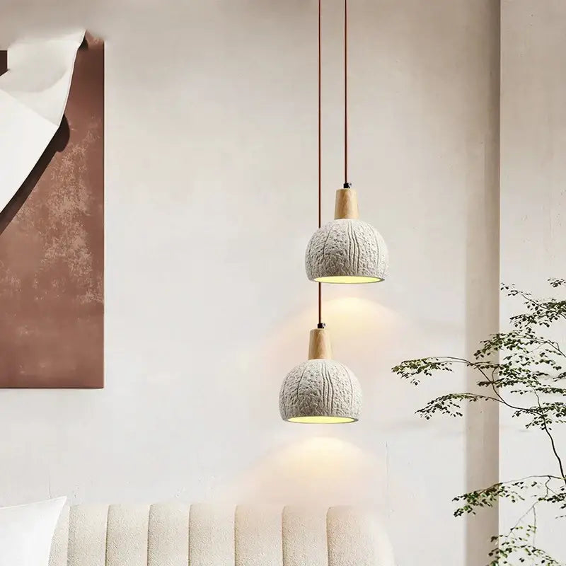 Gray Cement Wood Pendant Lamp