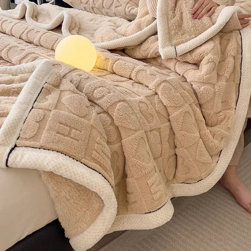 Green Cream Lamb Wool Blanket