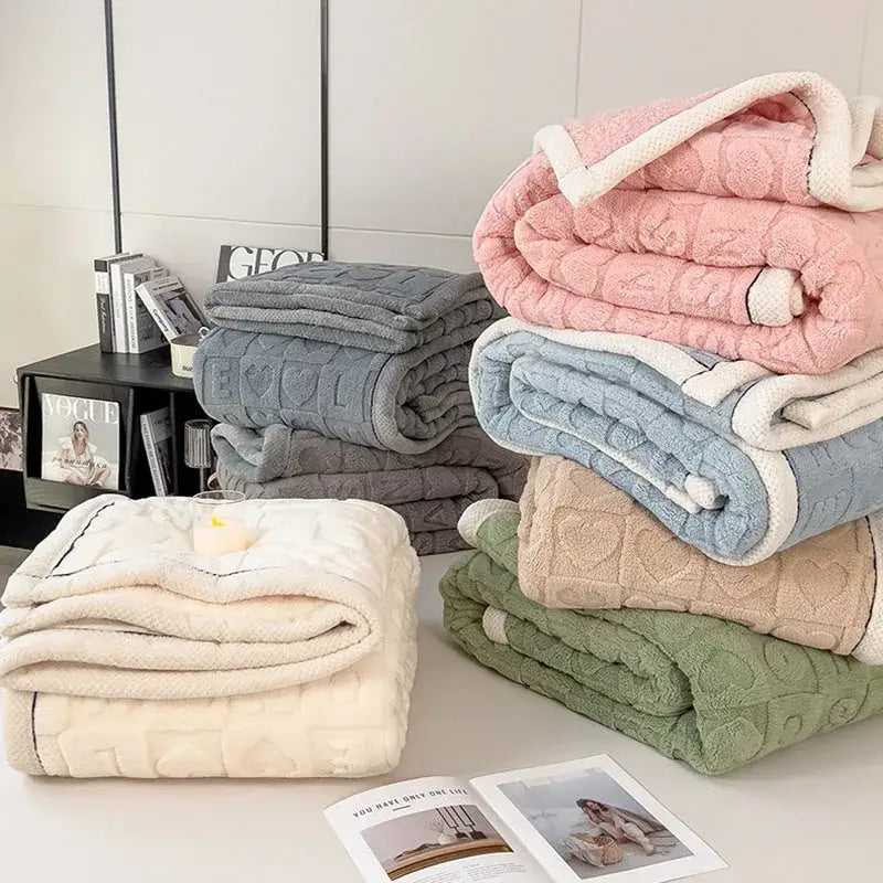 Green Cream Lamb Wool Blanket