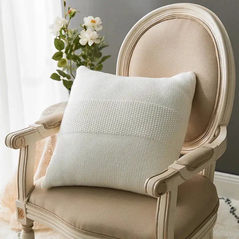 Gray Knit Cushion Cover
