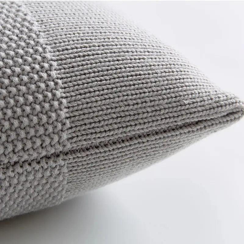Gray Knit Cushion Cover