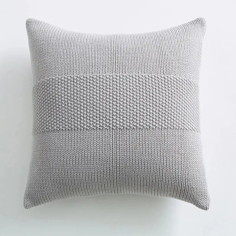 Gray Knit Cushion Cover