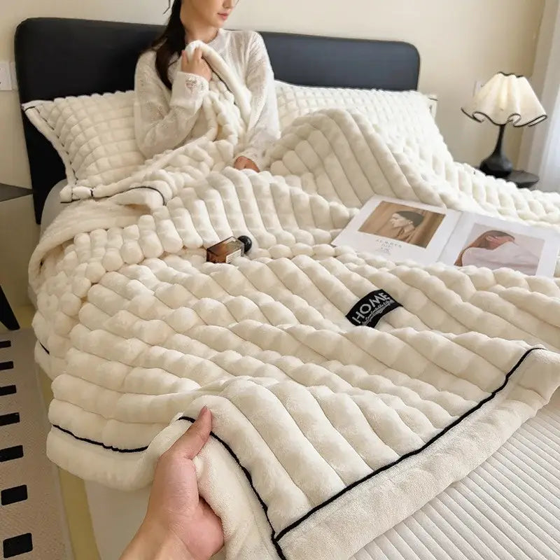 Pink Cream Velvet Blanket
