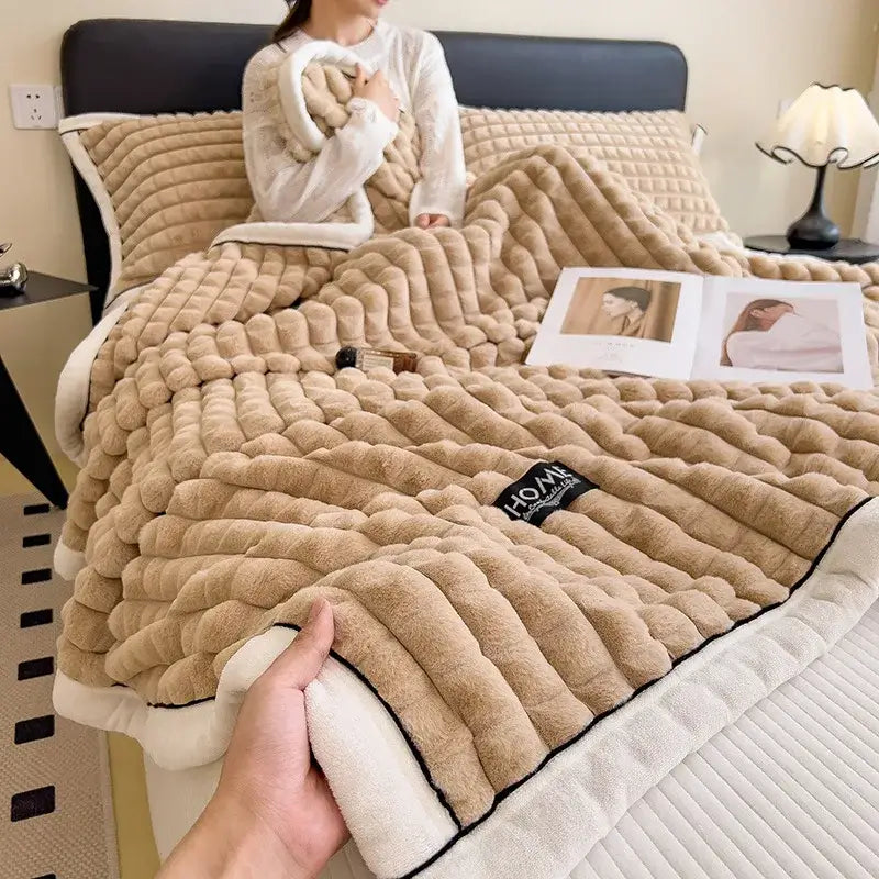 Pink Cream Velvet Blanket