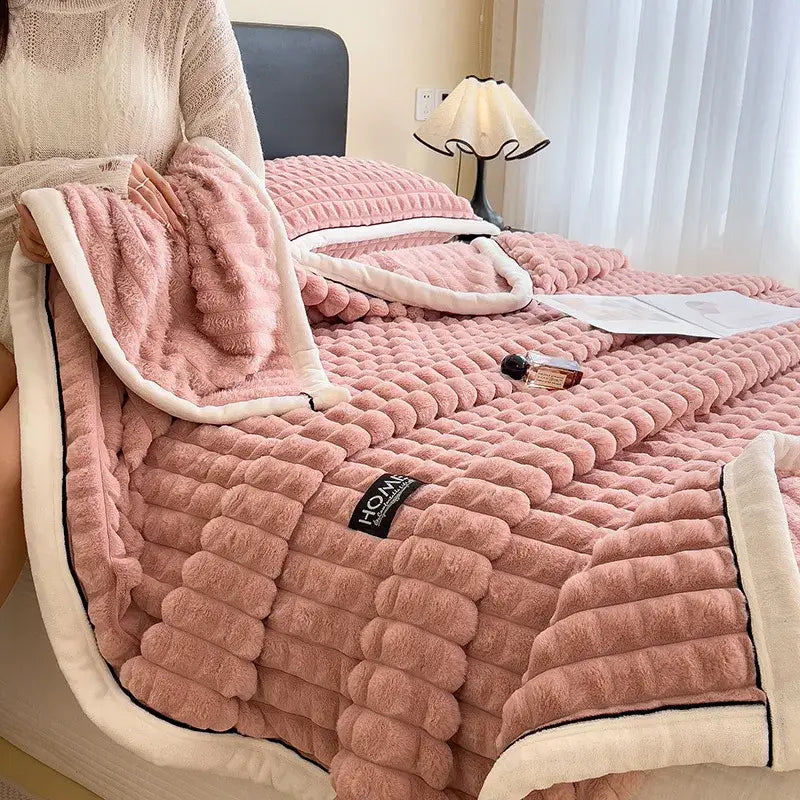 Pink Cream Velvet Blanket