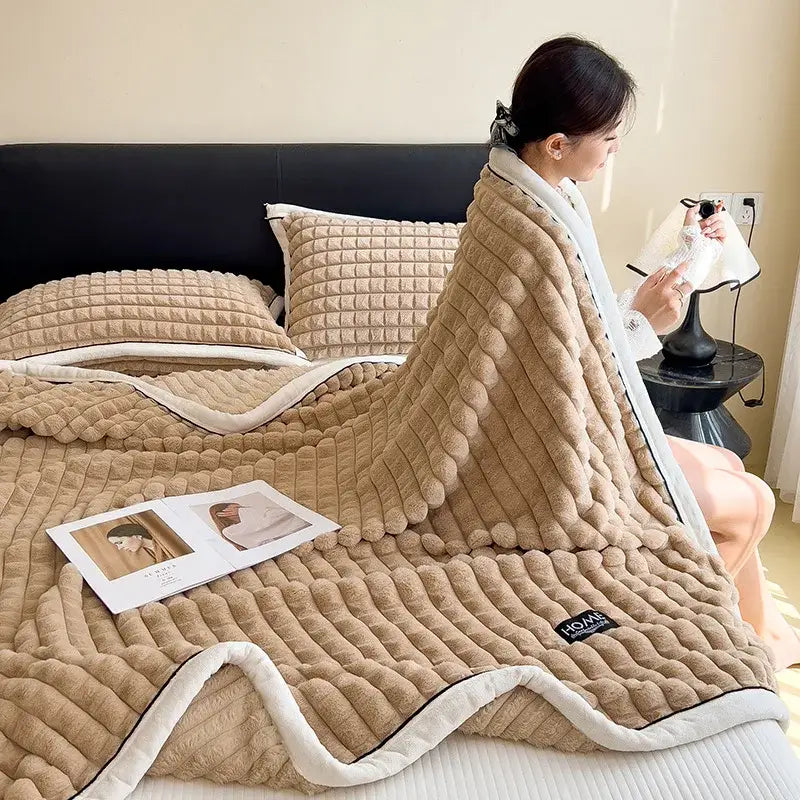 Pink Cream Velvet Blanket