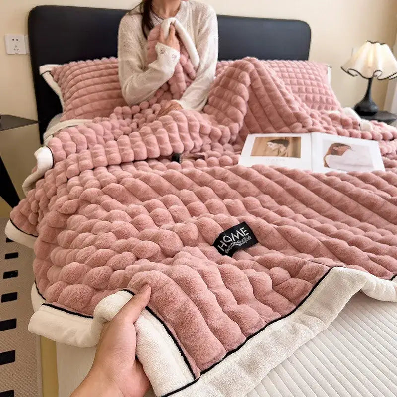 Pink Cream Velvet Blanket