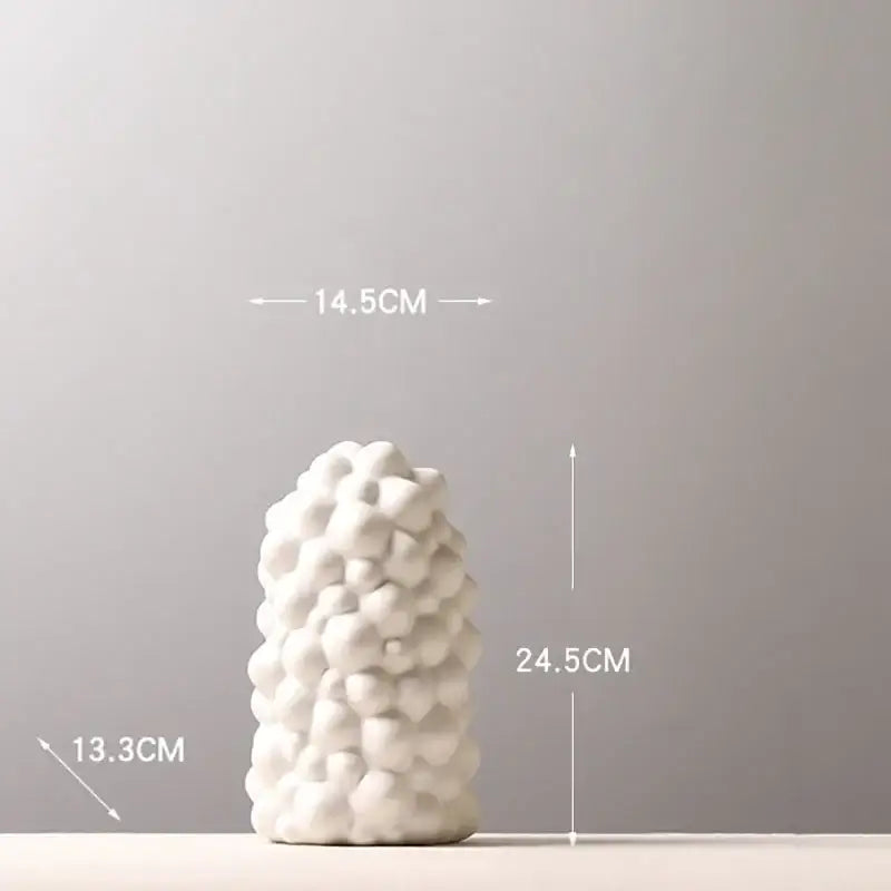 White Ceramic Vase Set with Artificial Flowers