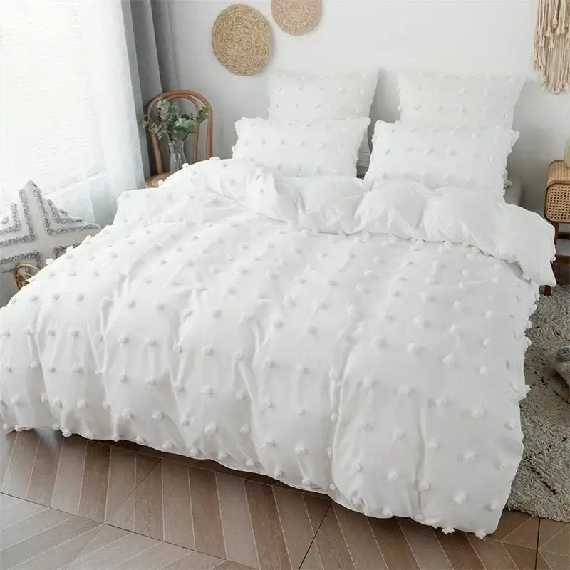 White Furball Duvet Set