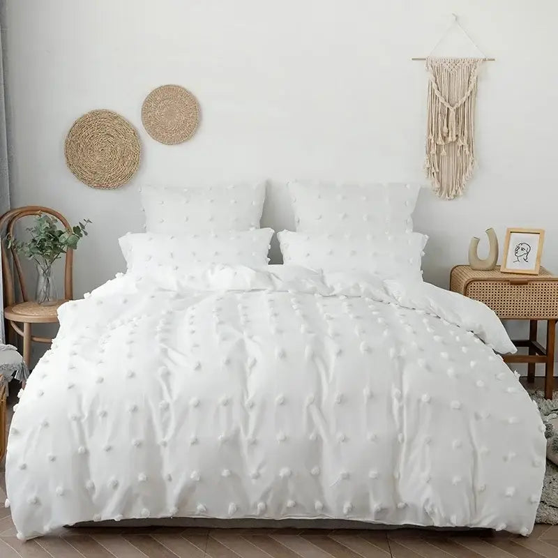 White Furball Duvet Set