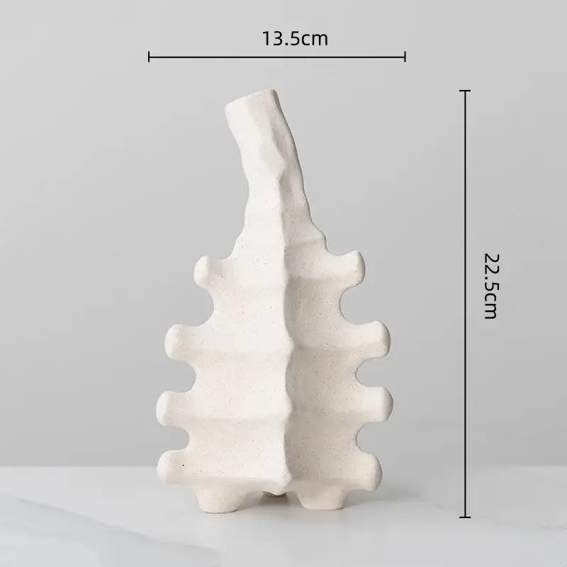 White Geometric Textured Ceramic Vase Large