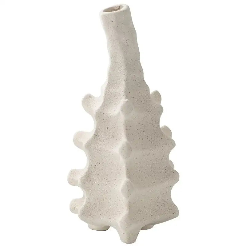 White Geometric Textured Ceramic Vase Large