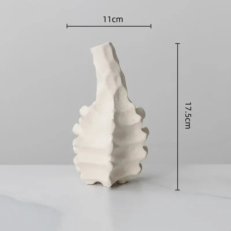 White Geometric Textured Ceramic Vase Large