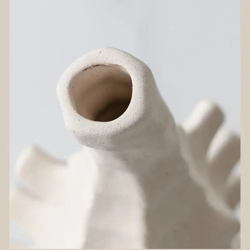 White Geometric Textured Ceramic Vase Large