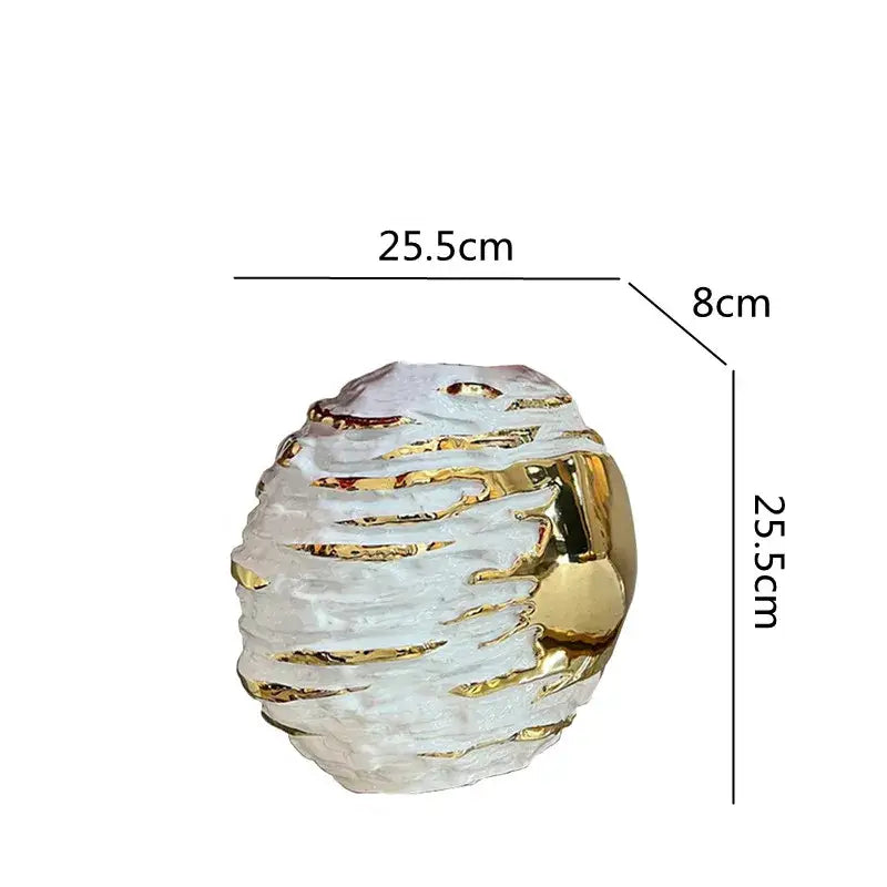 White Gold Ceramic Vase