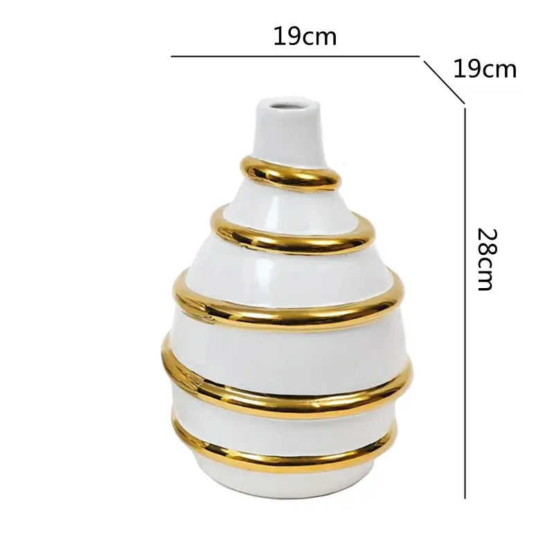 White Gold Ceramic Vase