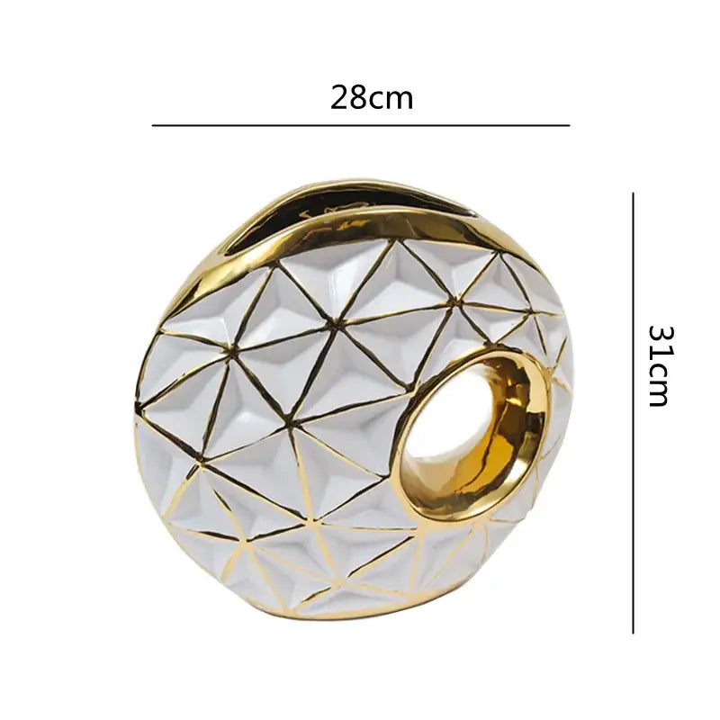 White Gold Ceramic Vase
