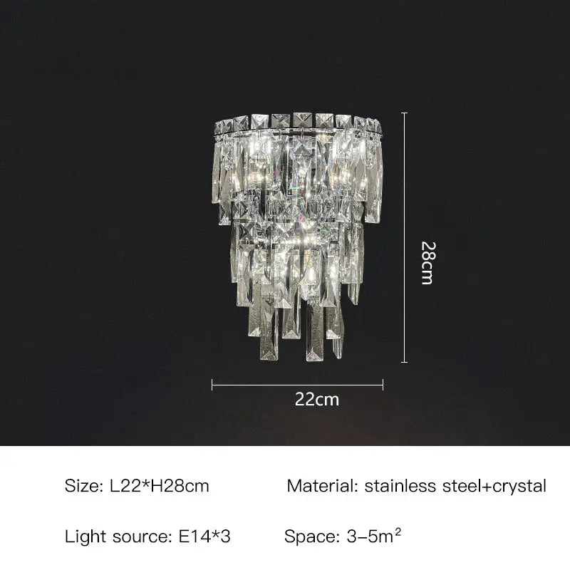 Crystal Tiered Wall Sconce Cascading L27xH76cm