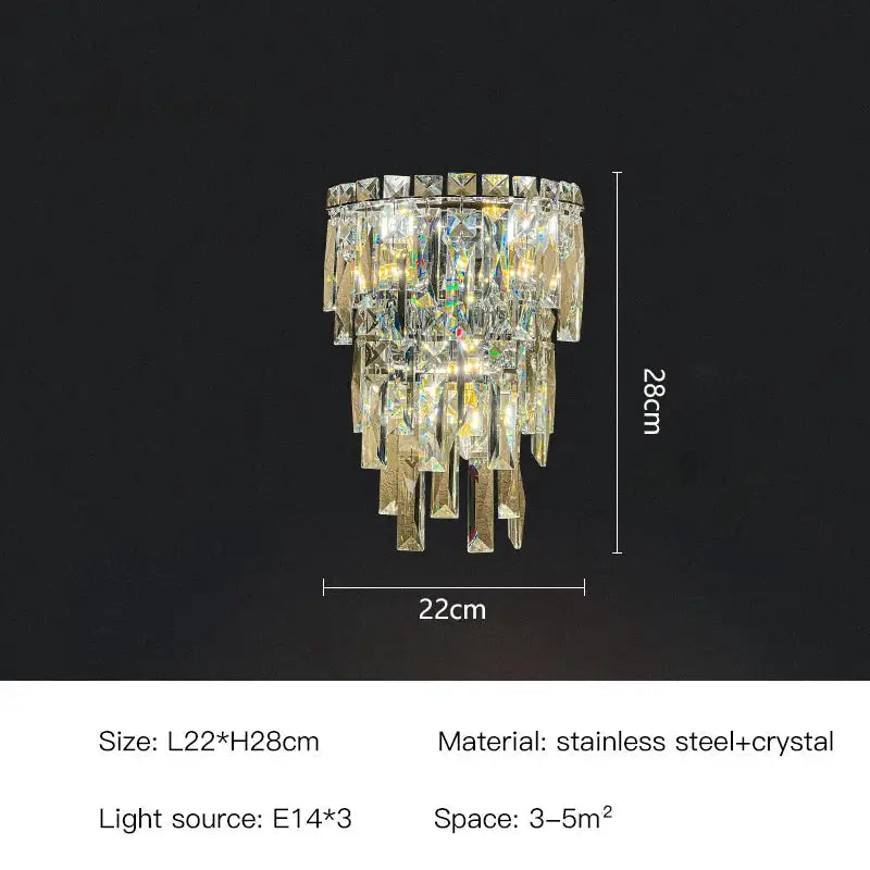 Crystal Tiered Wall Sconce Cascading L27xH76cm