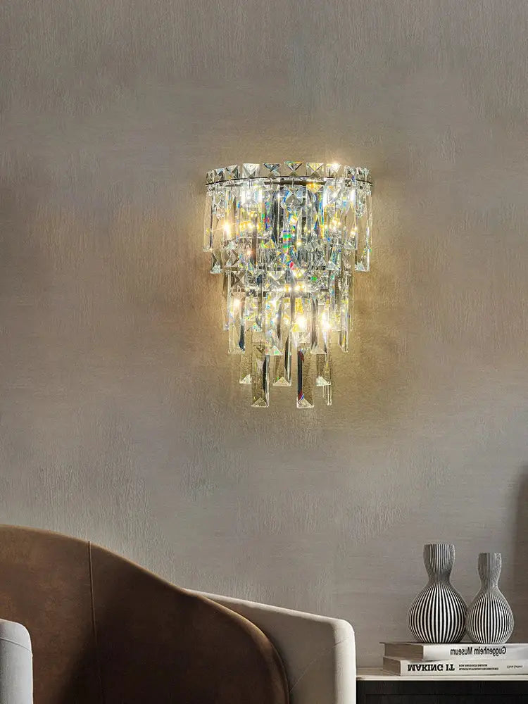 Crystal Tiered Wall Sconce Cascading L27xH76cm