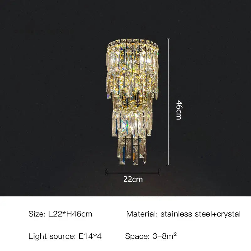 Crystal Tiered Wall Sconce Cascading L27xH76cm