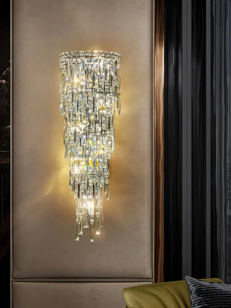 Crystal Tiered Wall Sconce Cascading L27xH76cm