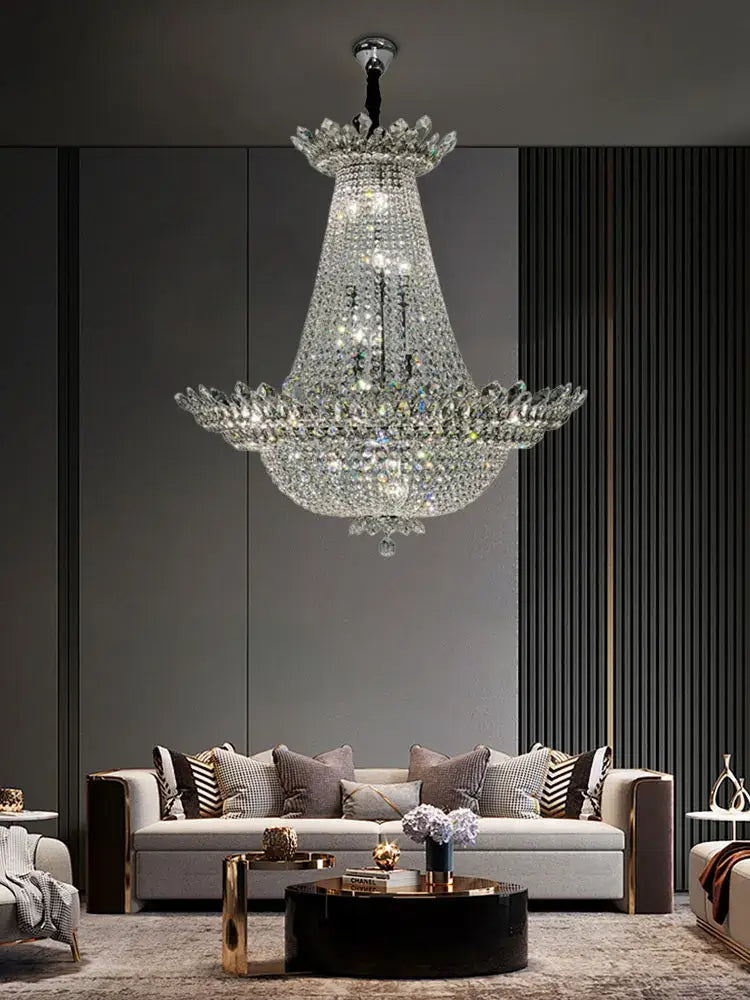 Crystal Chrome Tiered LED Chandelier