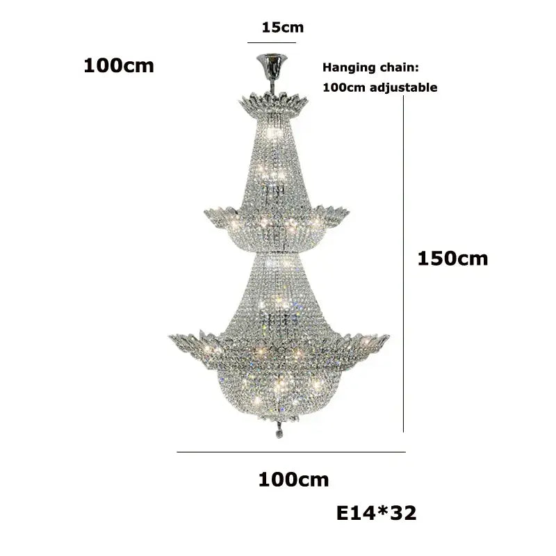 Crystal Chrome Tiered LED Chandelier