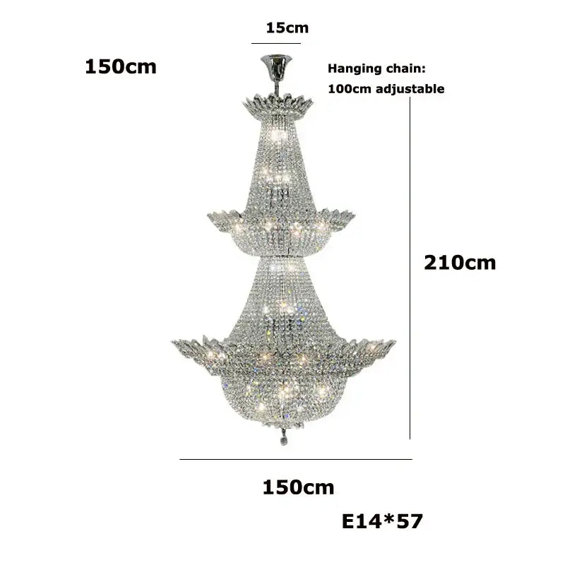 Crystal Chrome Tiered LED Chandelier