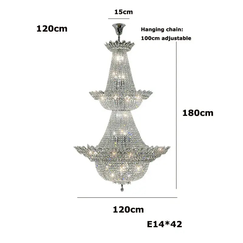 Crystal Chrome Tiered LED Chandelier