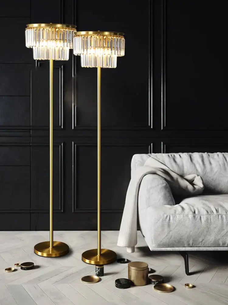 Gold Gray Crystal Table Lamp