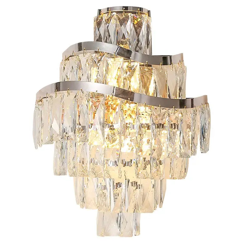 Gold Crystal Wall Sconce with Faceted Crystals