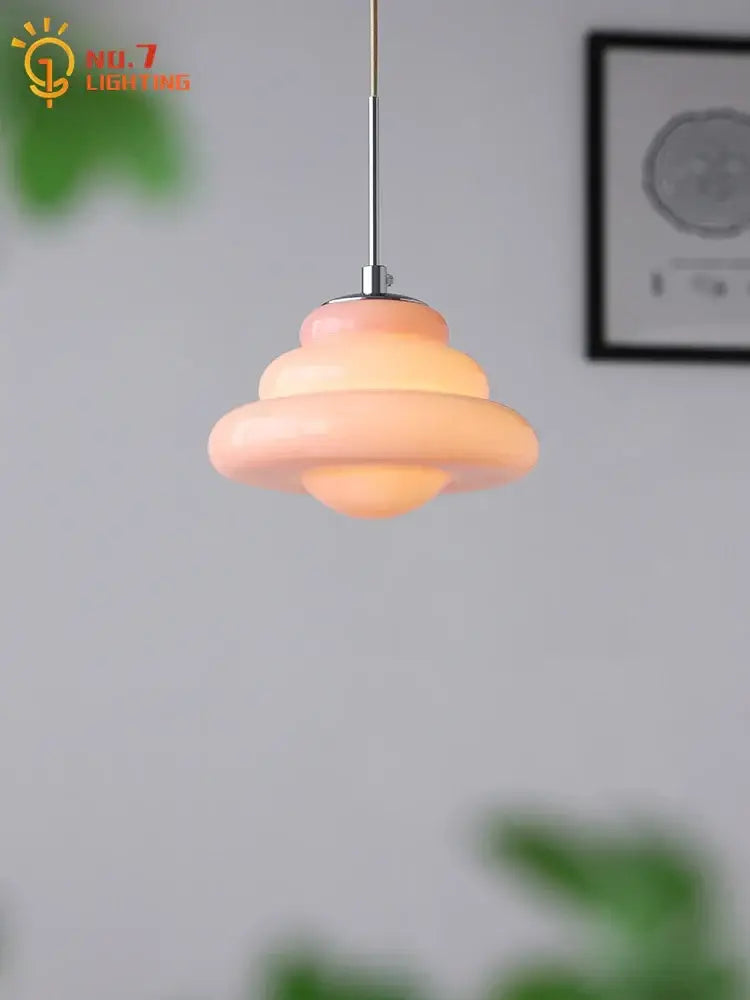 Cream Glass Pendant Light with G9 Bulb