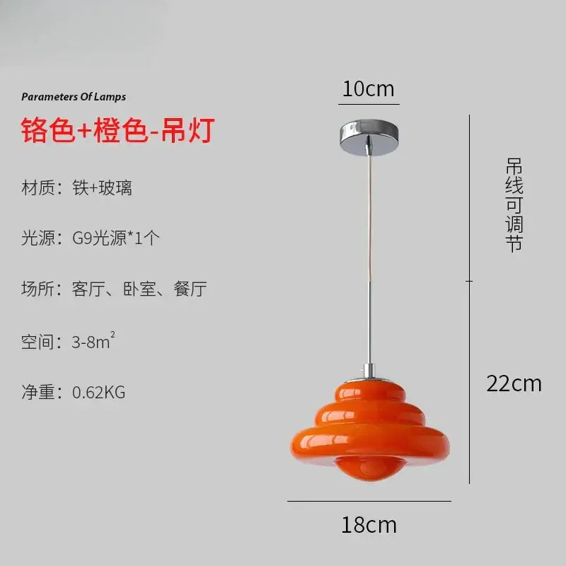 Cream Glass Pendant Light with G9 Bulb