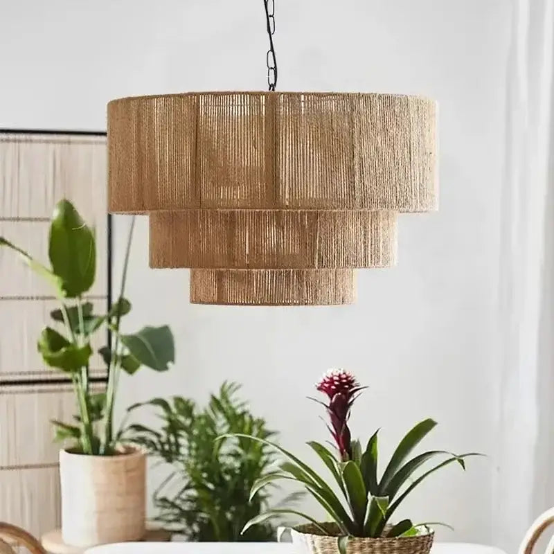 Rattan Tiered Wall Lamp