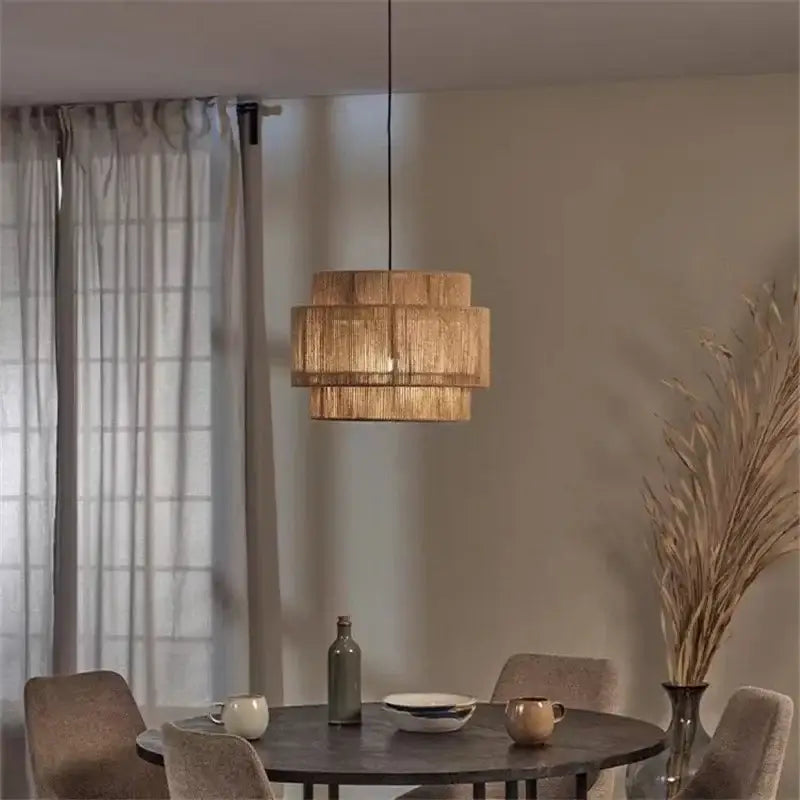 Rattan Tiered Wall Lamp