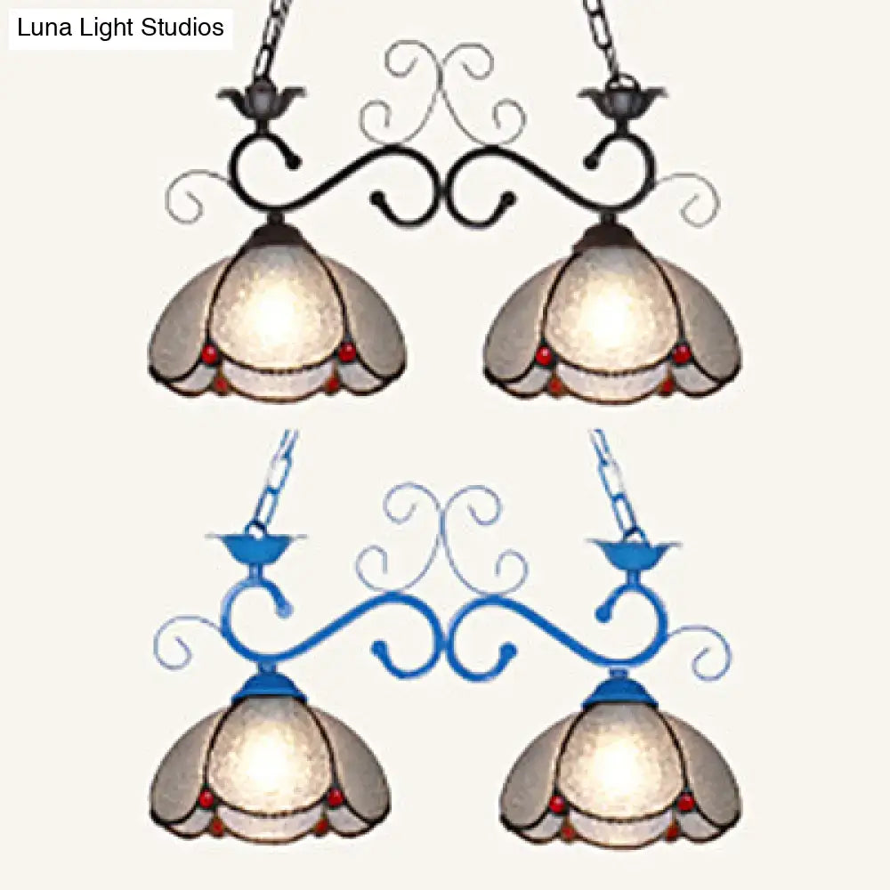 Black Blue Scalloped Chandelier