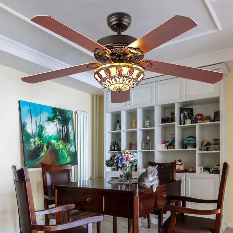 Brown Wood Ceiling Fan Light