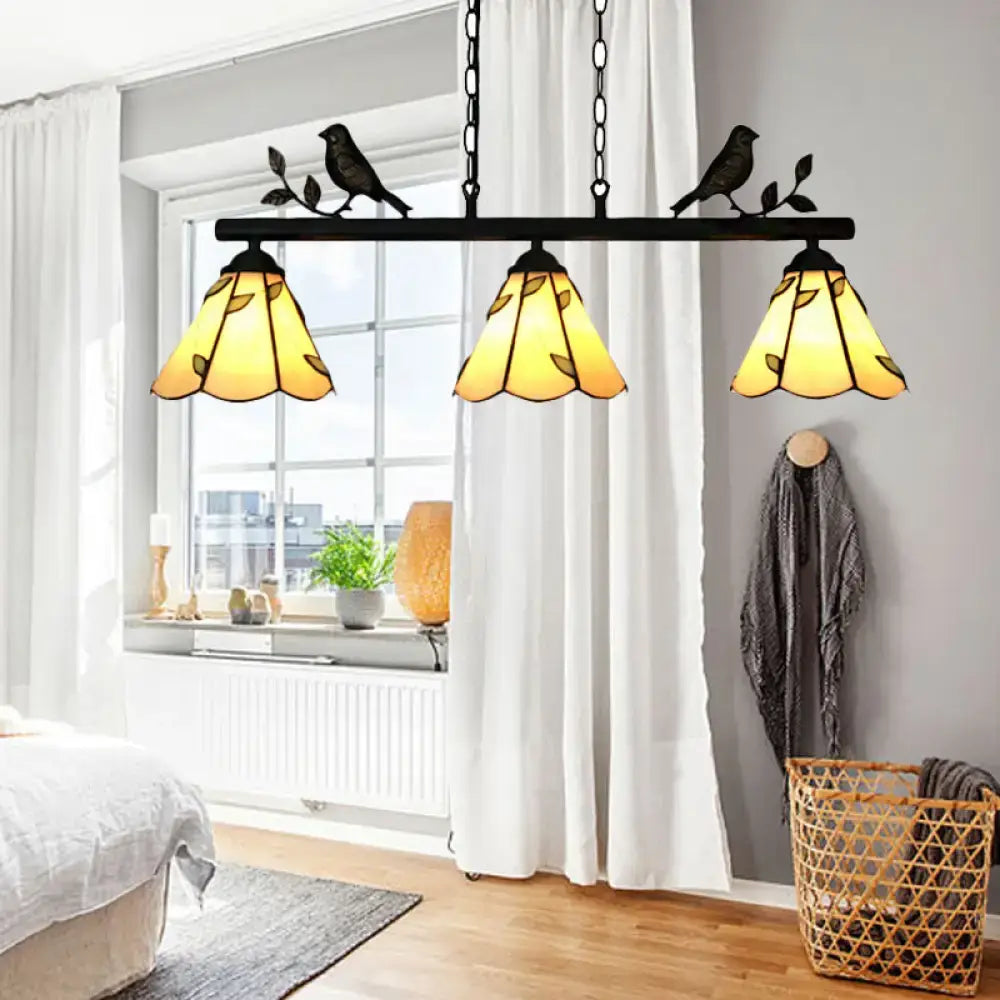 Beige Glass Island Chandelier
