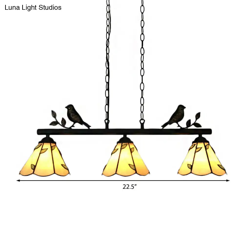 Beige Glass Island Chandelier
