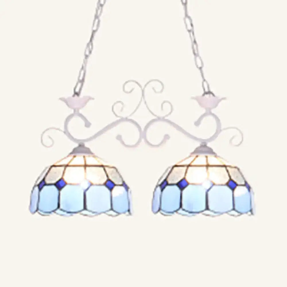 Blue White Stained Glass Pendant