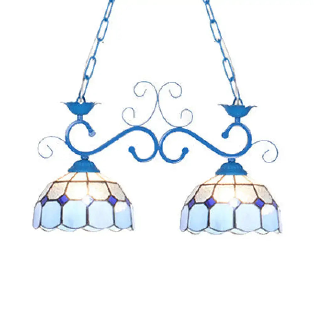 Blue White Stained Glass Pendant