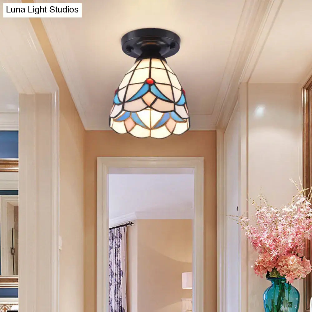 White Mosaic Flush Mount